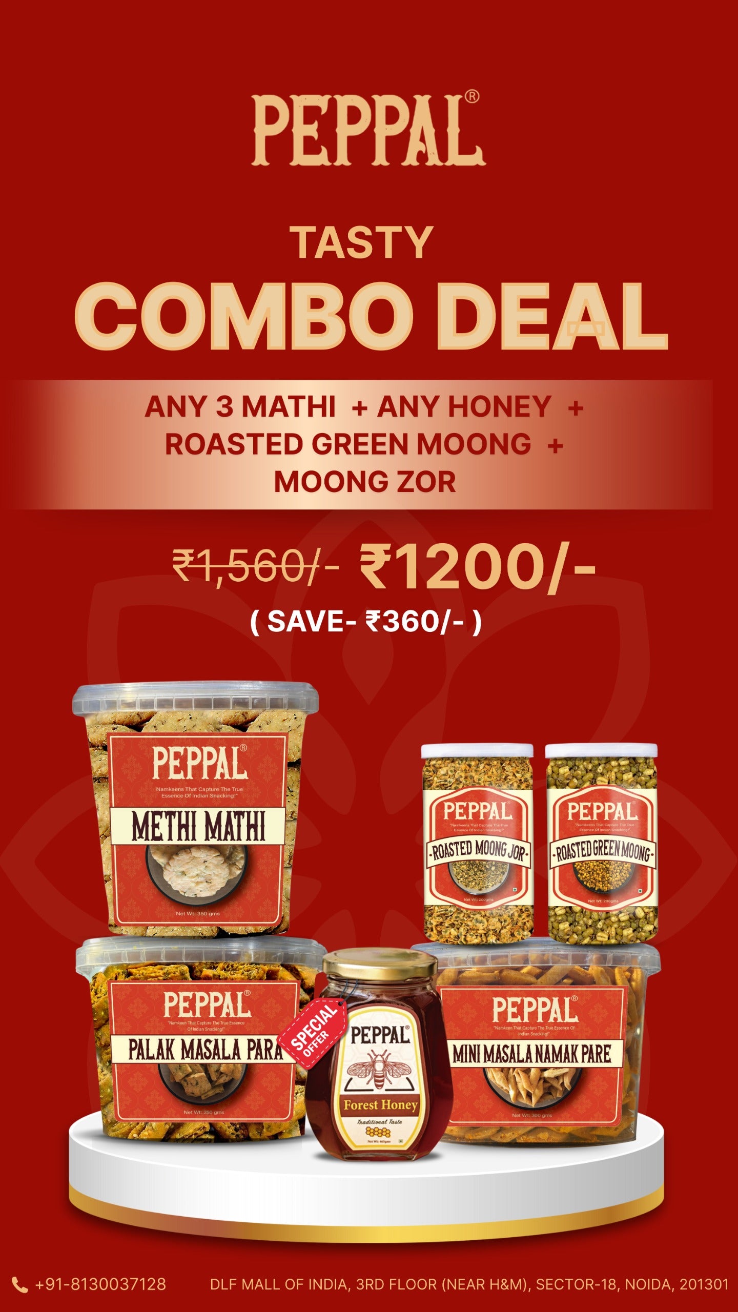 ANY 3 MATHI + ANY HONEY + ROASTED GREEN MOONG + MOONG ZOR